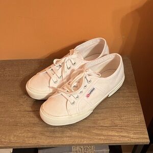 Superga Cream Canvas Lace-Up Sneakers